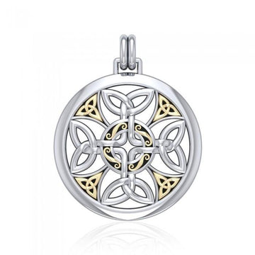 Celtic Cross Silver and 18K Gold Accent Pendant MPD1356 - Jewelry